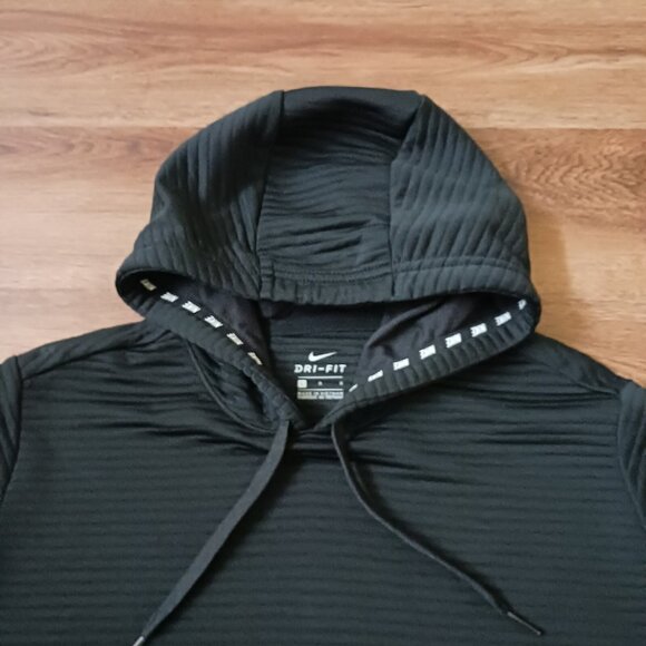 Nike Women’s Dri Fit Veneer Quilted Training Hoodie Black 860136-010 Size Large - Picture 3 of 7
